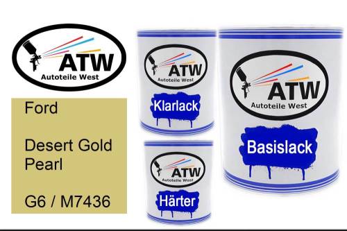 Ford, Desert Gold Pearl, G6 / M7436: 1L Lackdose + 1L Klarlack + 500ml Härter - Set, von ATW Autoteile West.